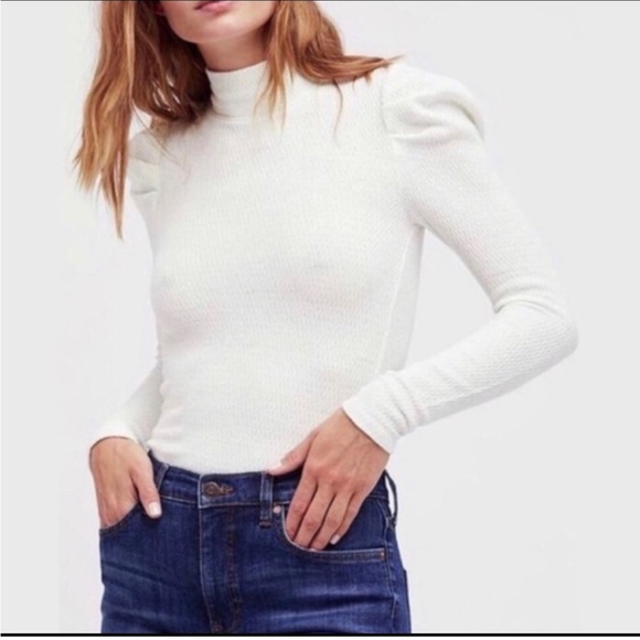 NWOT Free People White Ivory Turtleneck - Picture 1 of 7